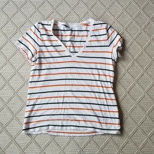 Striped V-Neck Short Sleeve T-Shirt